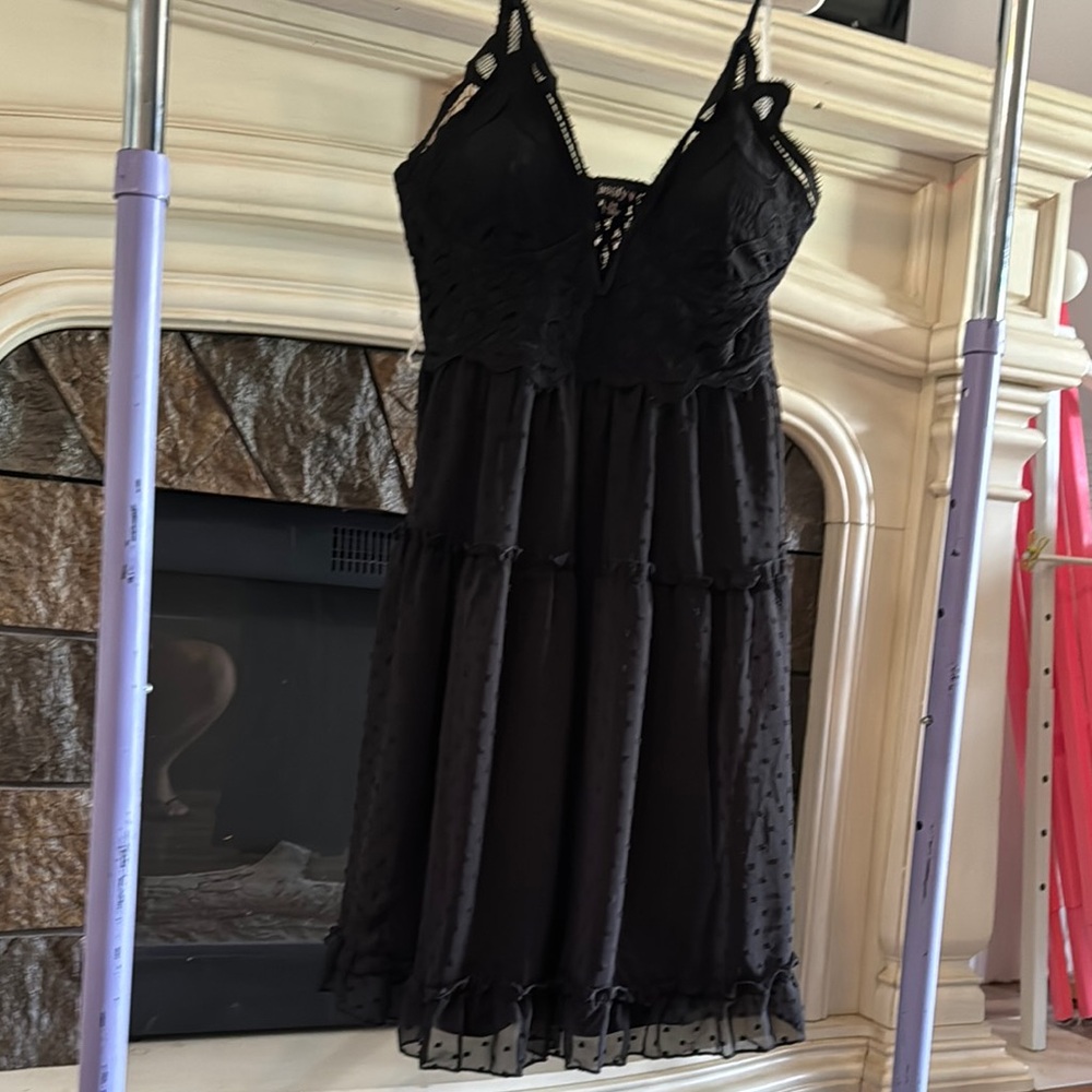 Justify Black Pleated Babydoll Midi Dress